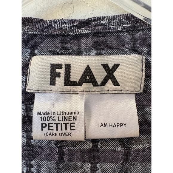 Flax Sz‎ S Petite Gray Linen Tunic Dress Top Button Front Pockets Lagenlook - Picture 2 of 8